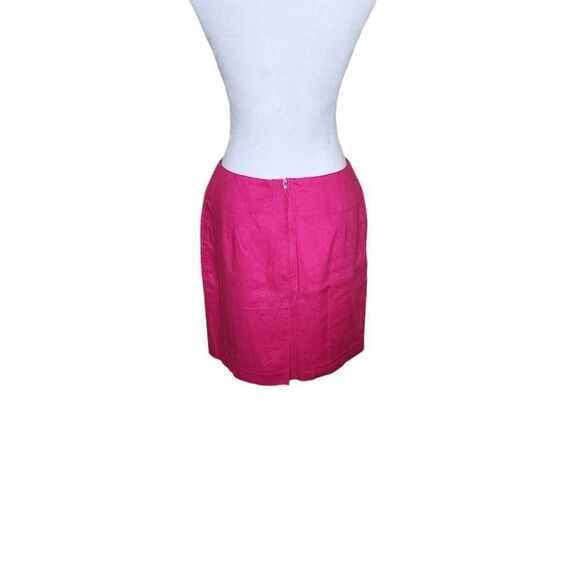 Vintage 80s Mini Skirt Womens Size 13 Pink Linen Blend Barbie - Picture 4 of 5
